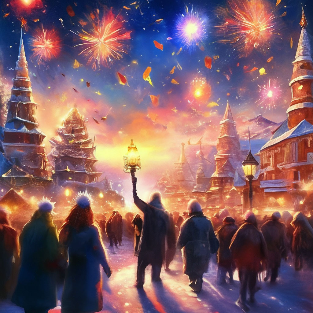 "Happy New Year 2024 to all people!" — image created in Shedevrum