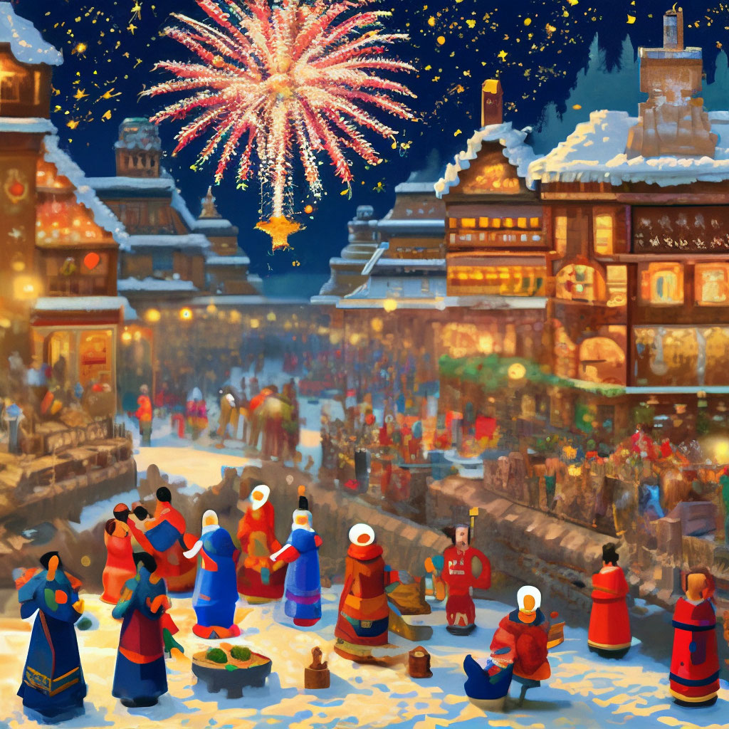 "New Year's traditions" — image created in Shedevrum