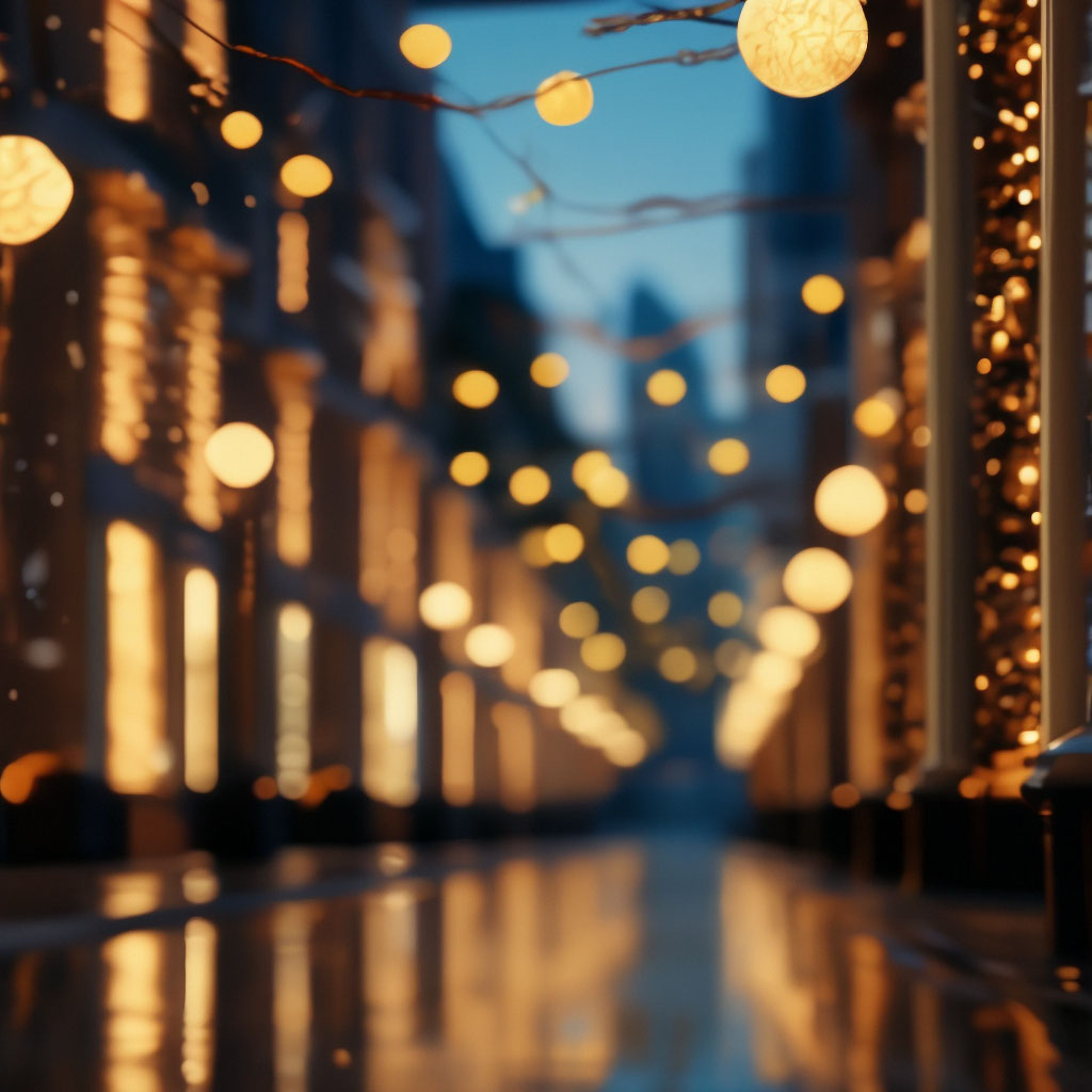 "The city is decorated for the new year" — image created in Shedevrum