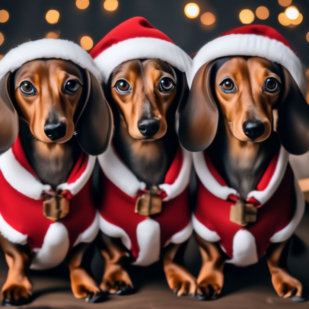 "Happy New year! Dachshunds in Santa Claus costume dachshunds in red ...