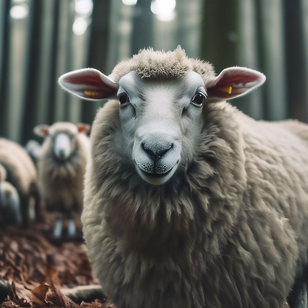 "Creep sheep in the woods , 1/250s, f/2.8, ISO 100, 30mm lens ...
