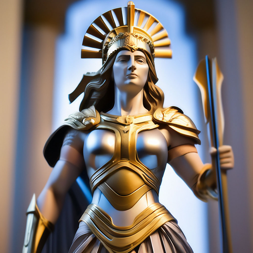 "Athena is the goddess of defense, strategy and wisdom" — image created ...
