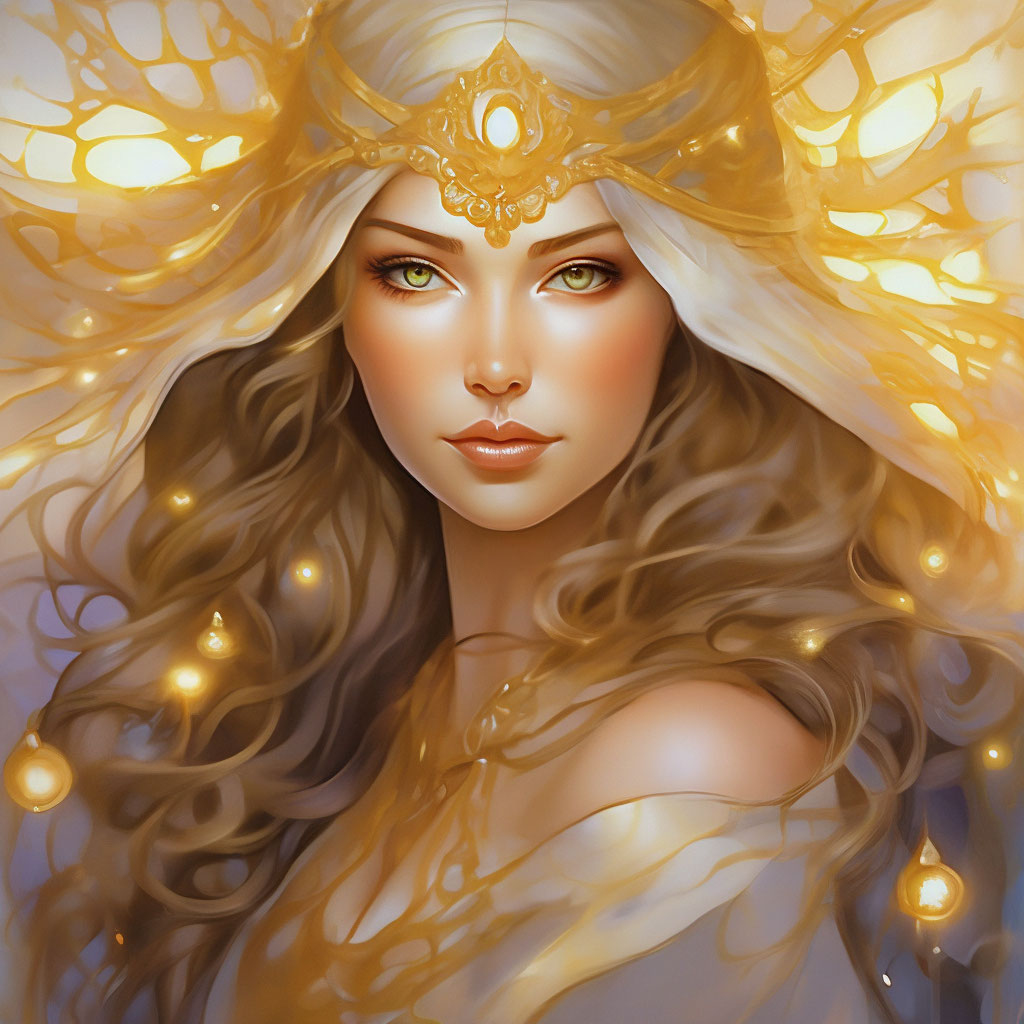 "Lady in the style of aurora,expressive golden image + original ...