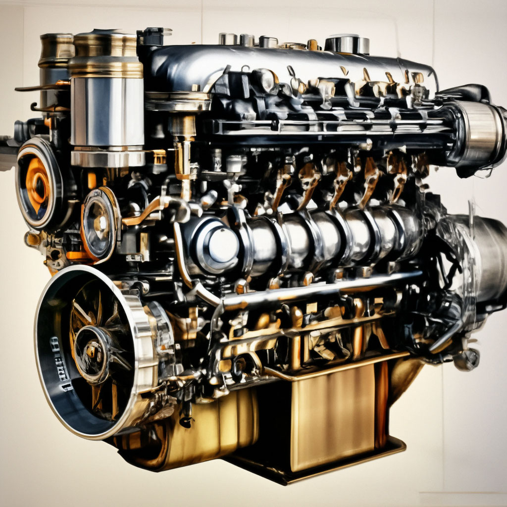 "Turbodiesel engine, high-quality production, Watercolor drawing ...