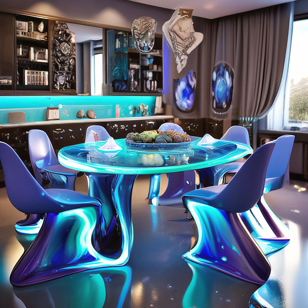 "The design of the dining room kitchen for a young beautiful aliens ...