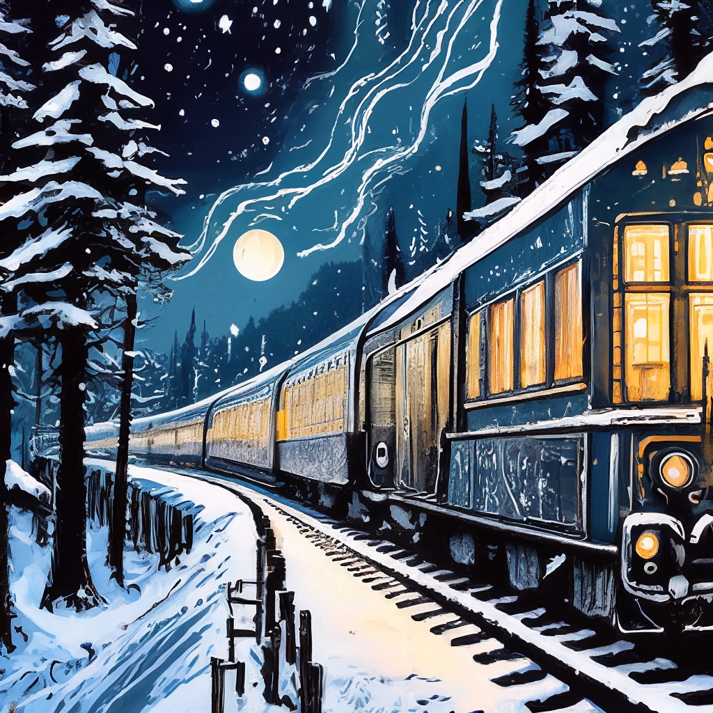 A Train Rides At Night In Dark …» — Создано В Шедевруме