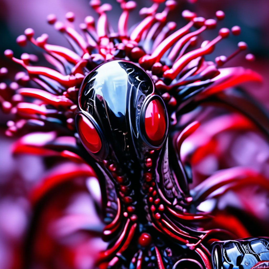 "100 centoarch photo of a purple-red-black strange alien creature ...