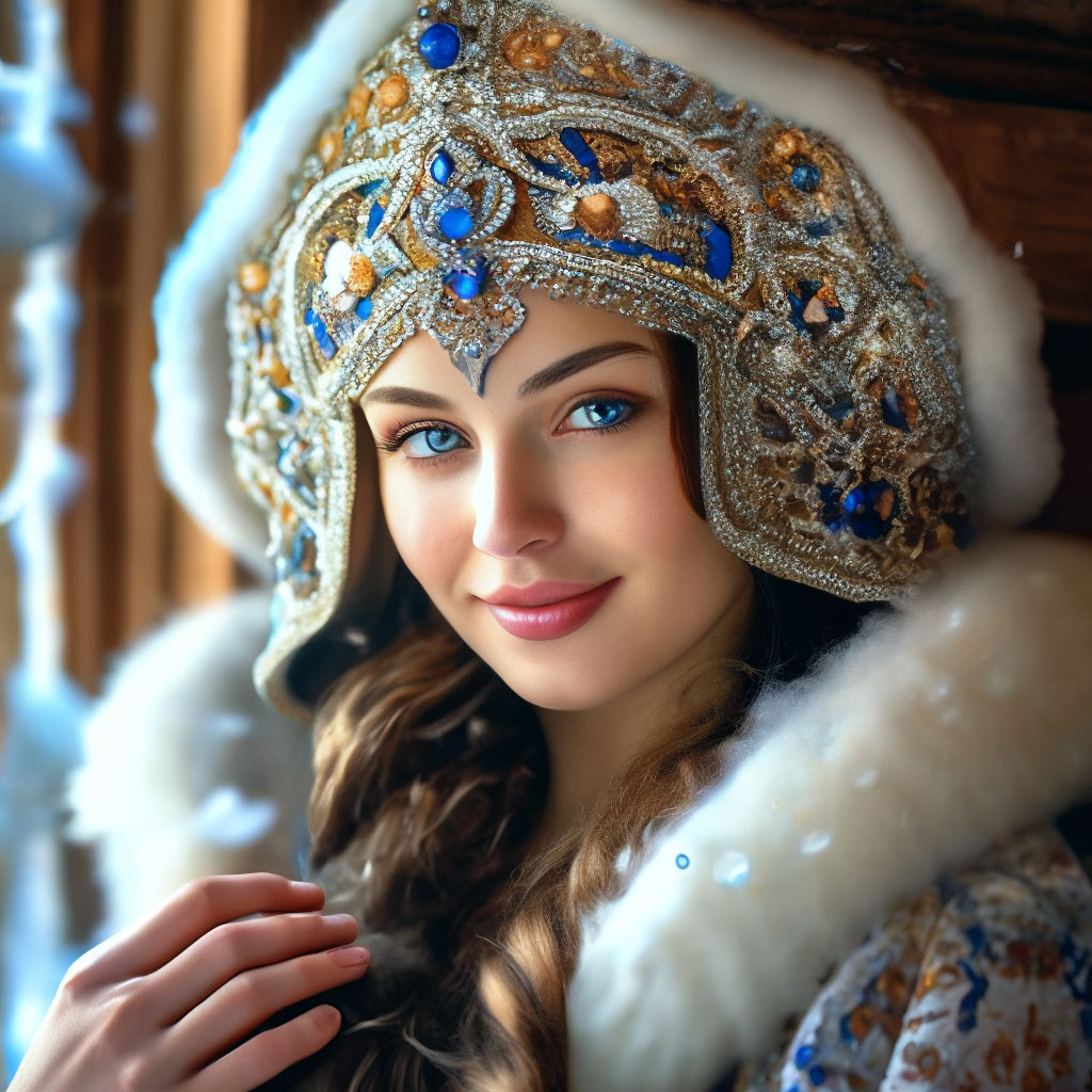 "Russian Russian beauty,complicated hairstyle, in a Russian kokoshnik ...