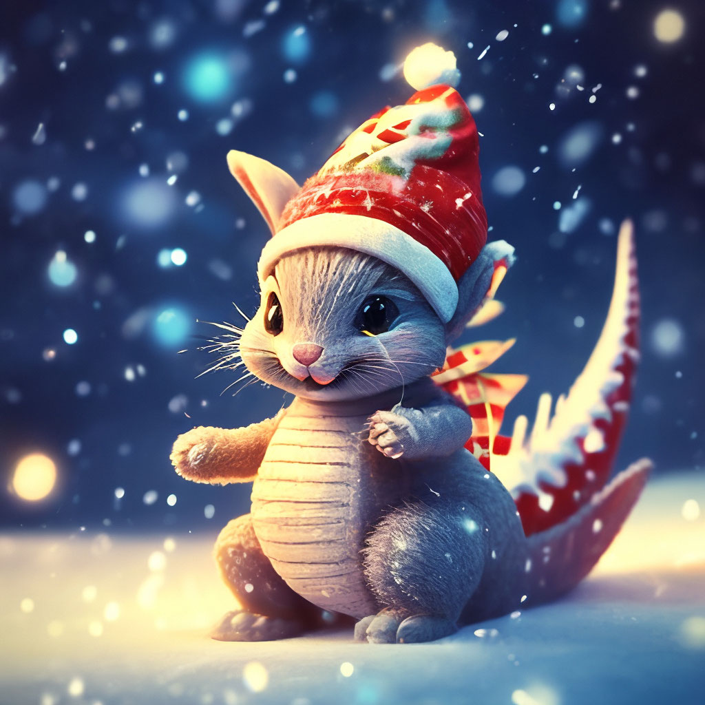 Tiny joyful Christmas rabbit wearing…» — создано в Шедевруме