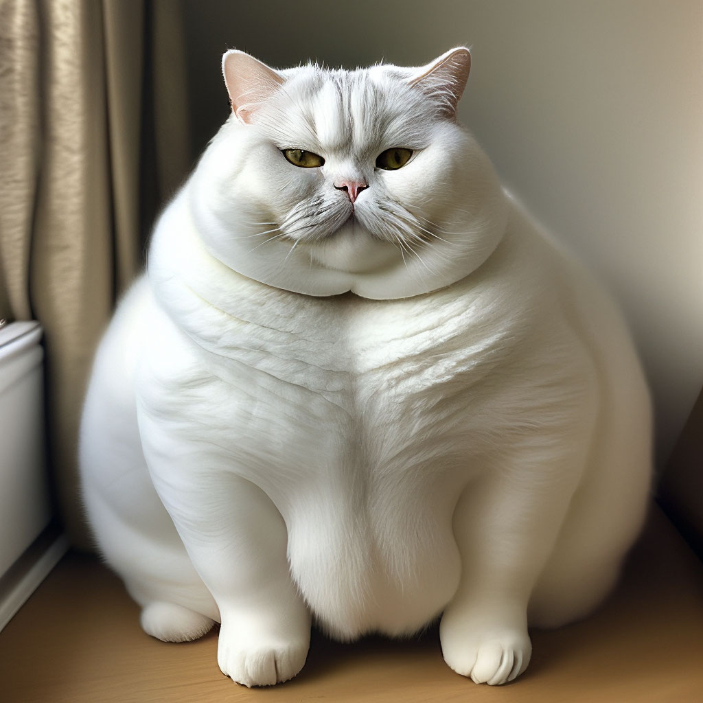 жирный белый кот