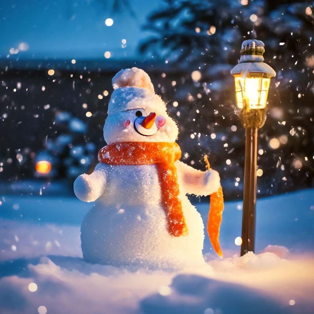"The sweetest snowman, with a carrot instead of a nose, in a hat and ...