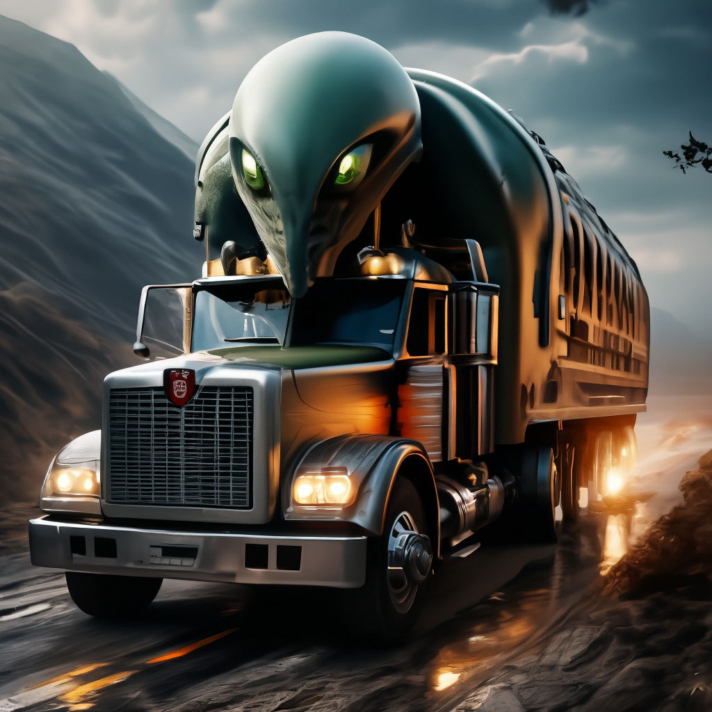 "The alien's truck" — image created in Shedevrum