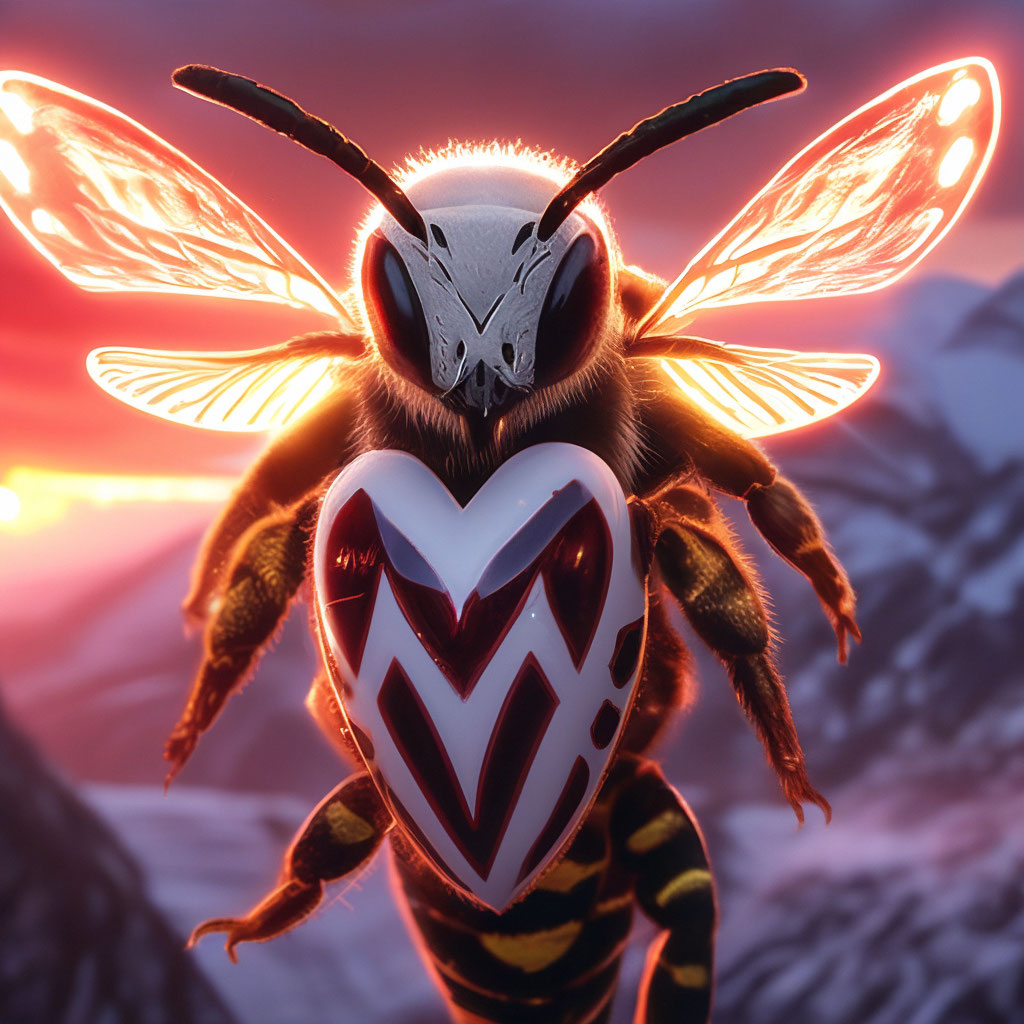 "TG: neirosetiOnline An alien bee in a striped white Masonic hoodie ...