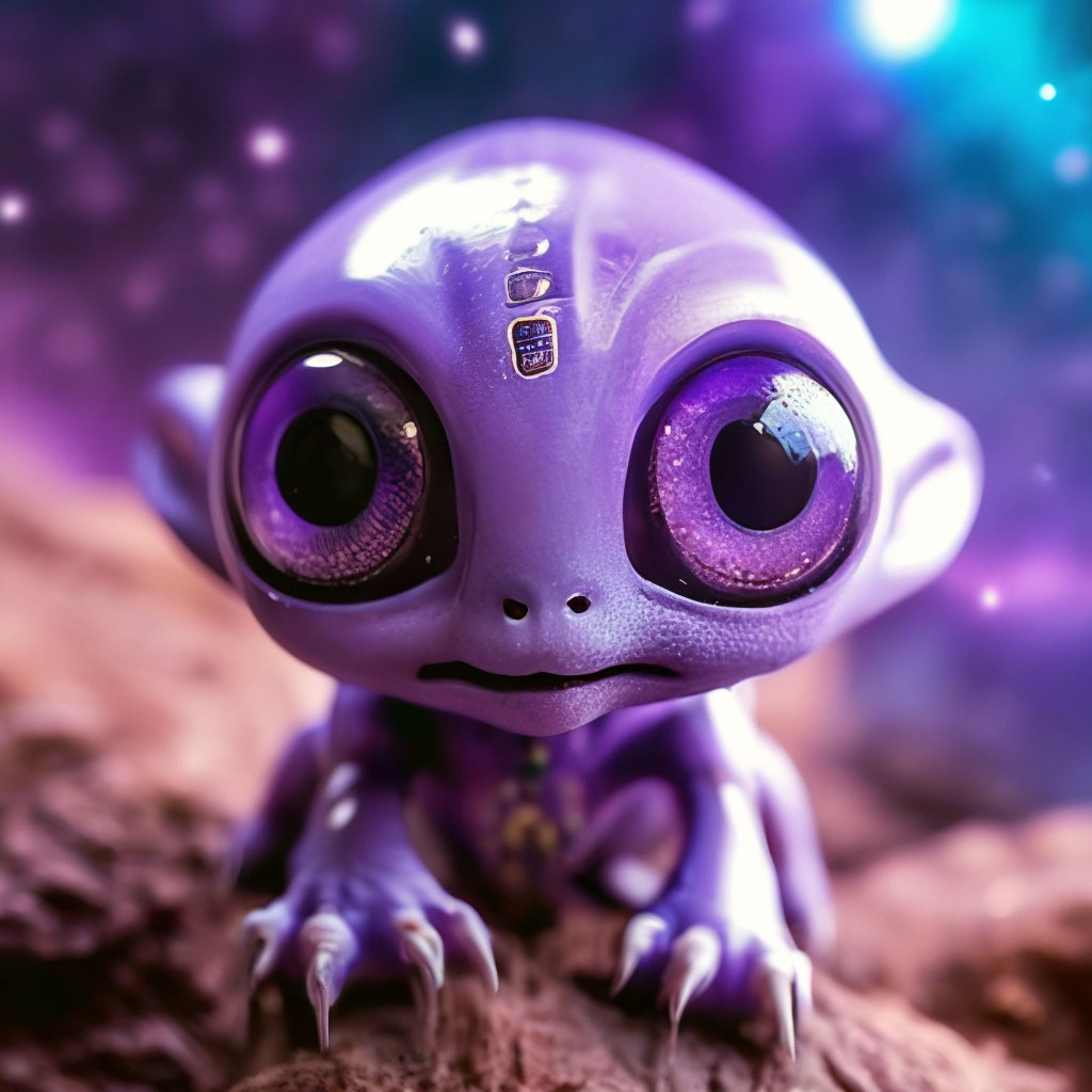 "👽 a cosmic beautiful alien mini beast with gorgeous lilac eyes, like a ...