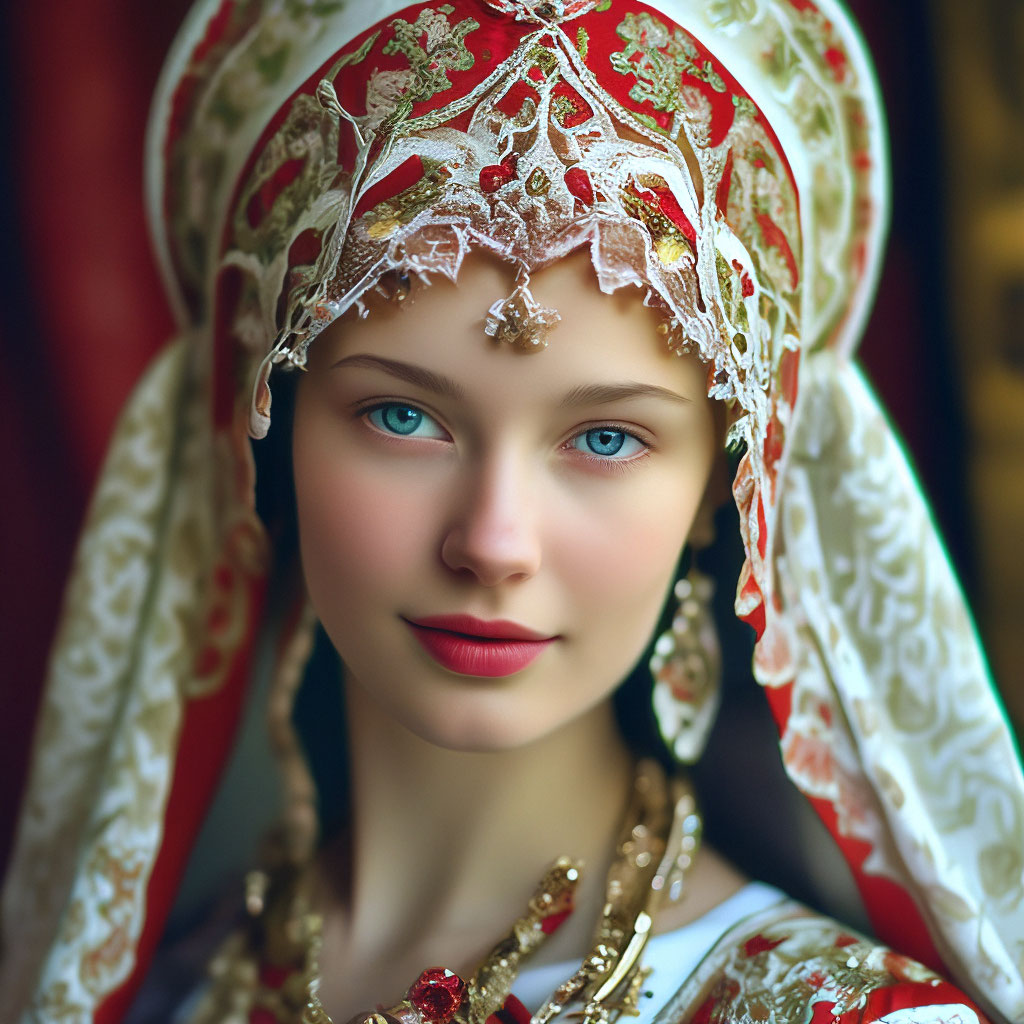 "Russian russian beauty in national costume, hyperrealism, professional ...