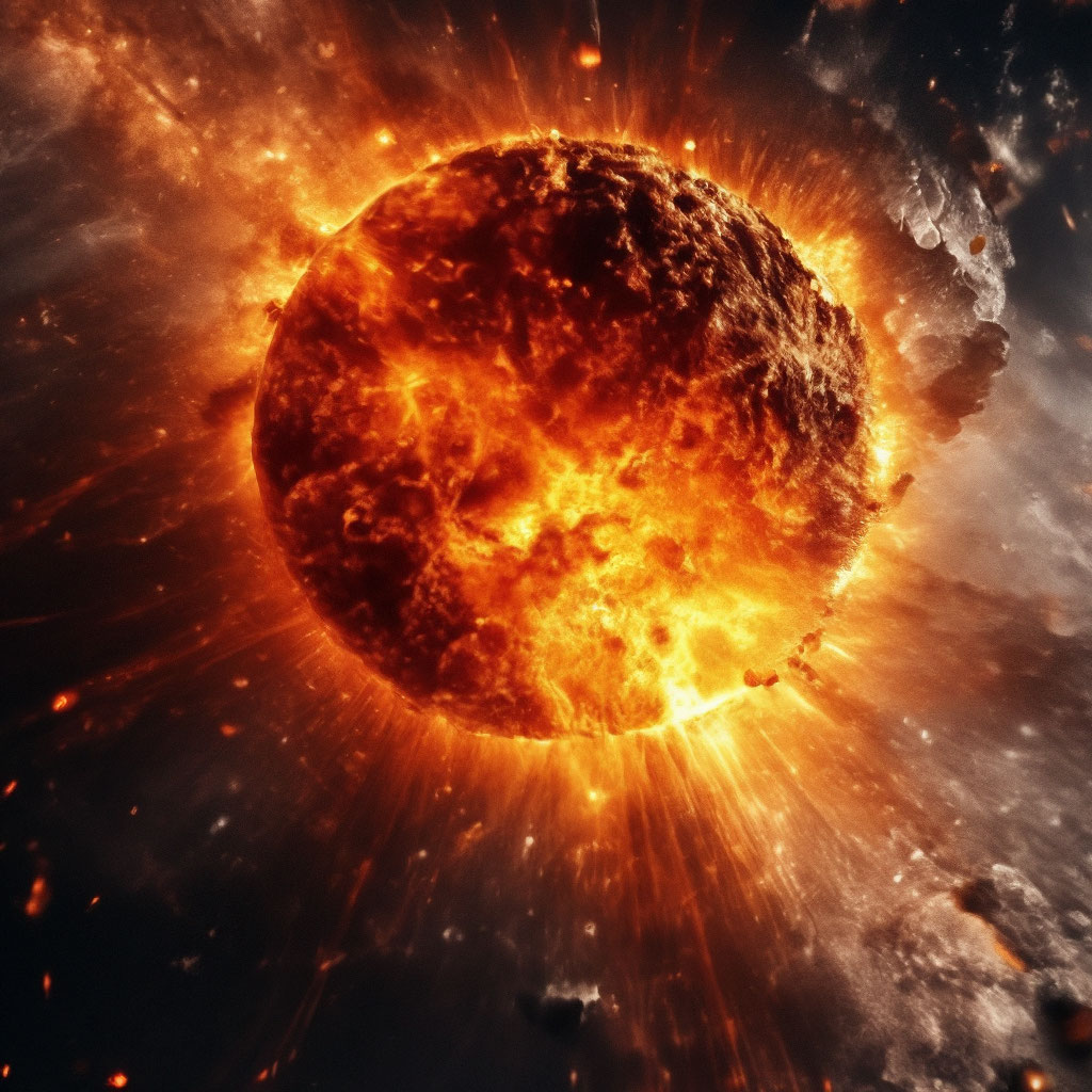 "Explosion in the sun, space, eruption, realistic, professional photo ...