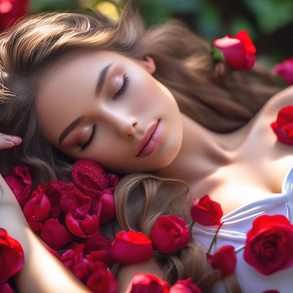 Красивая девушка-роза в лепестках в…» — создано в Шедевруме