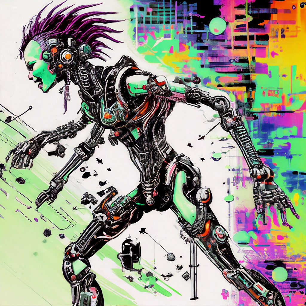"Shooter sur cyborg freak punk emo alien,grin, jump, fractal planet ...