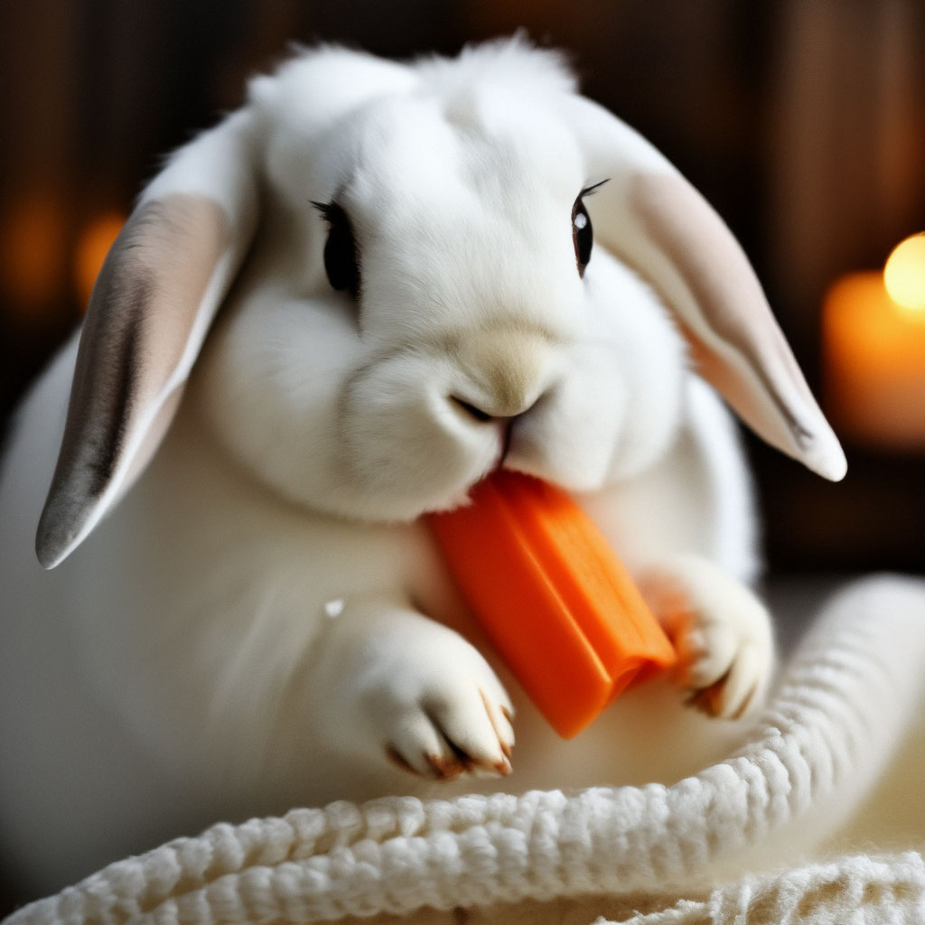 "The cutest white lop-eared rabbit in a white fluffy scarf, big ...