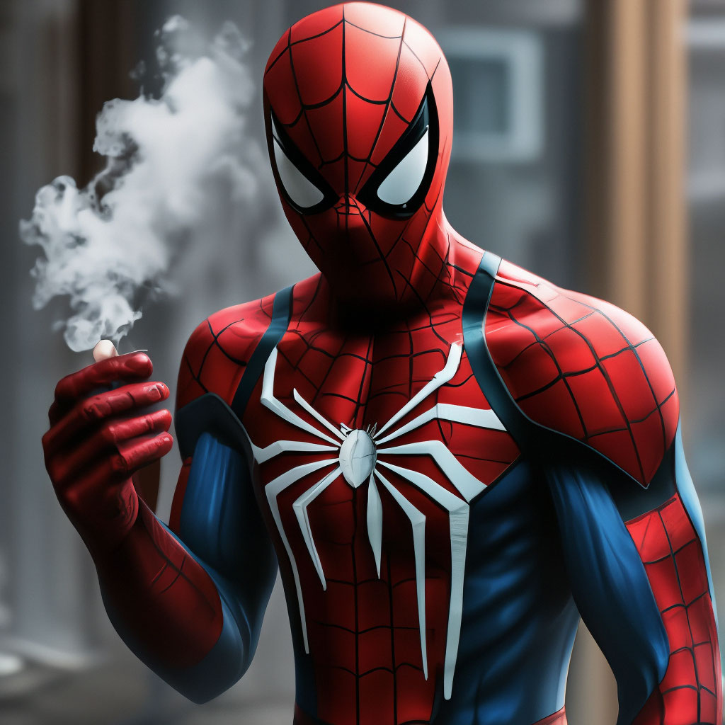 Spiderman smokes vape