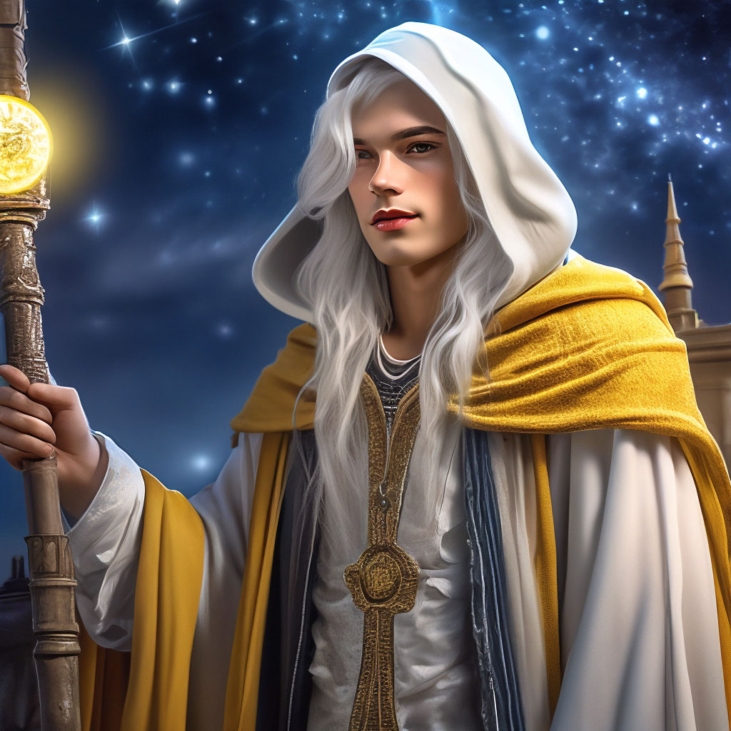 "A stargazer, a very thin, handsome young man in an old outfit with a ...