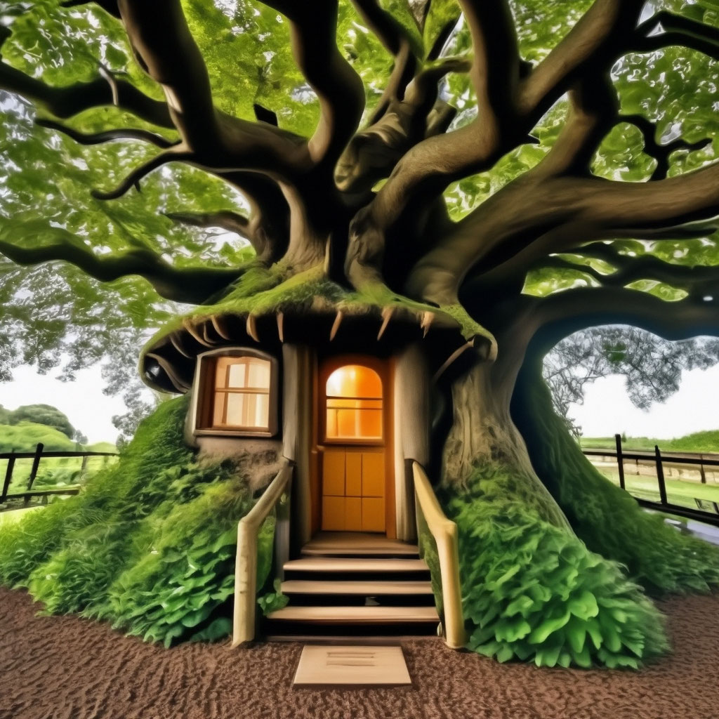 "A room inside a pear tree…" — image created in Shedevrum