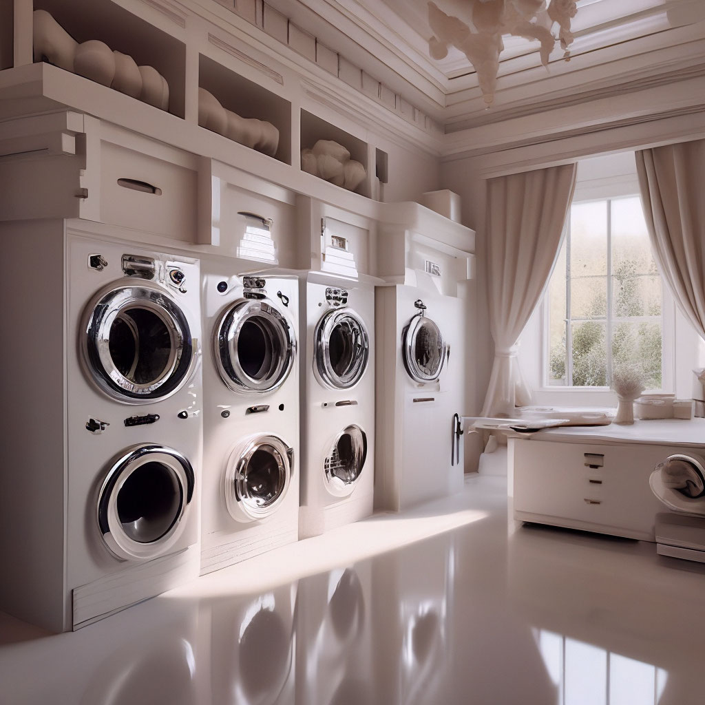 "Laundry design in a mansion, luxury, genshin impact, aesthetically ...