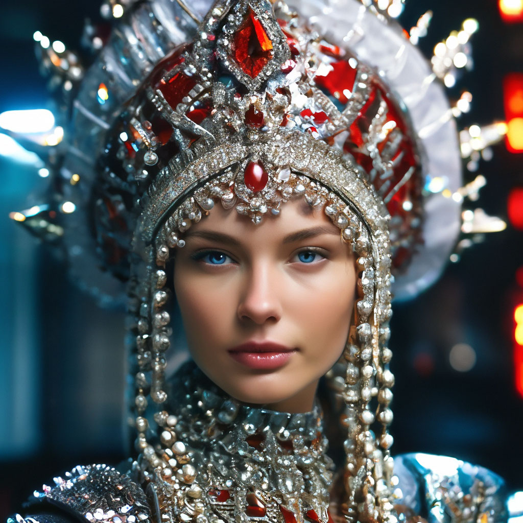 "Russian beauty in a beautiful Slavic kokoshnik studded with diamonds ...