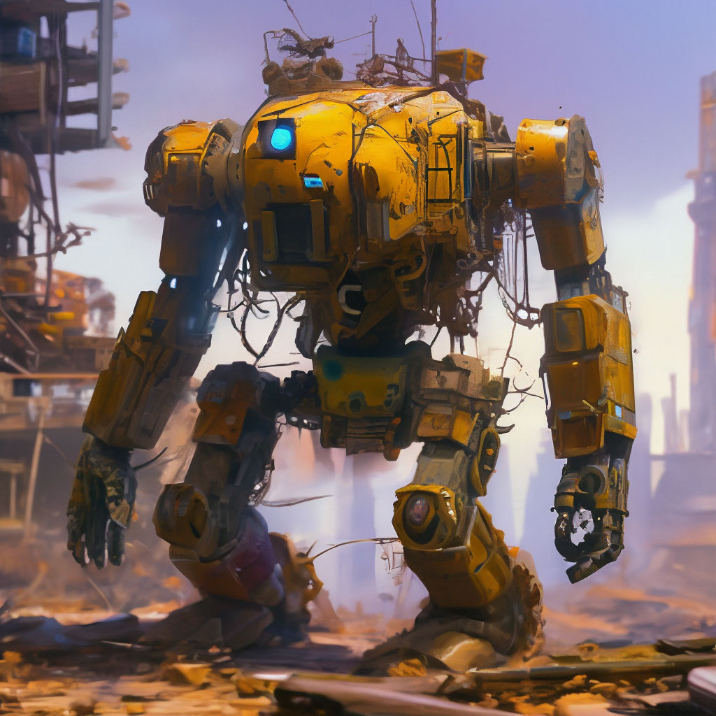 "A rusty robot from the post-apocalypse world" — image created in Shedevrum