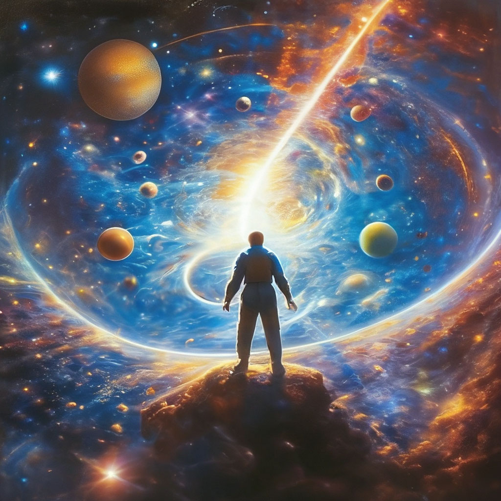 "Man is the center of the universe" — image created in Shedevrum