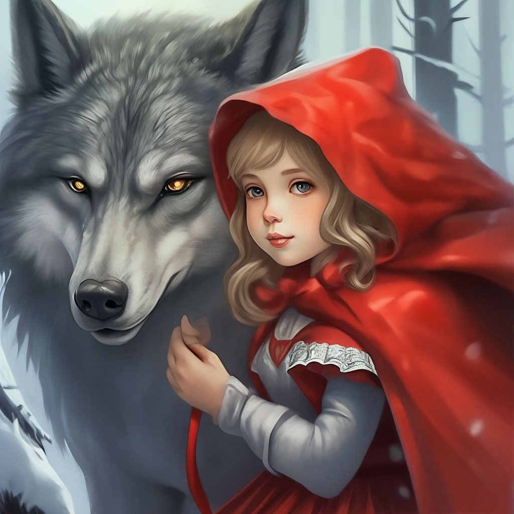 "The wolf and the Little Red Riding Hood girl, fairy tale, fantasy ...