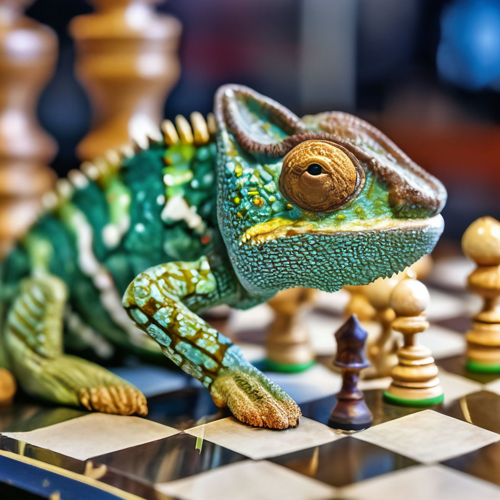 «Хамелеон на шахматной доске, мимикрия…» — создано в Шедевруме