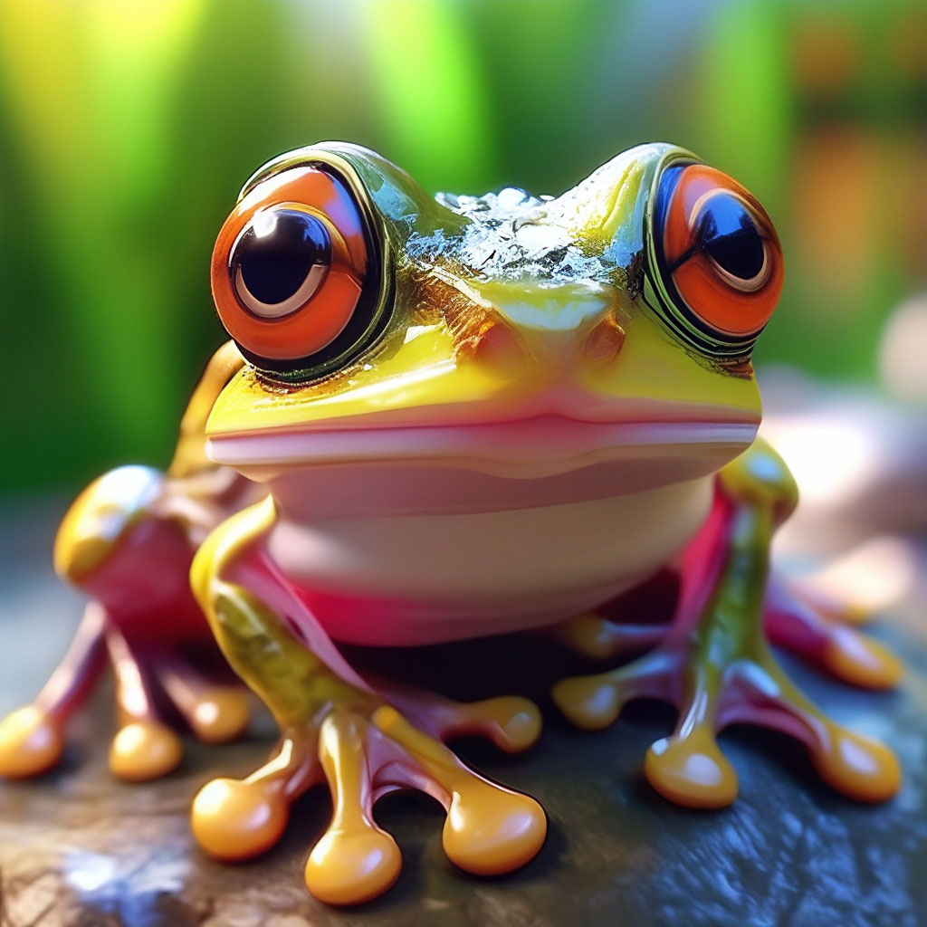 "Very cute little frog, beautiful, with very expressive eyes, realistic ...