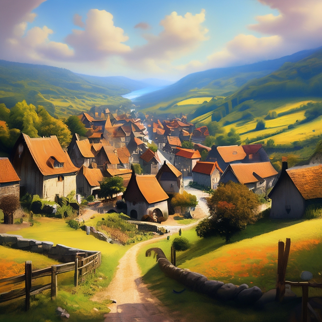 "Landscape of the village" — image created in Shedevrum