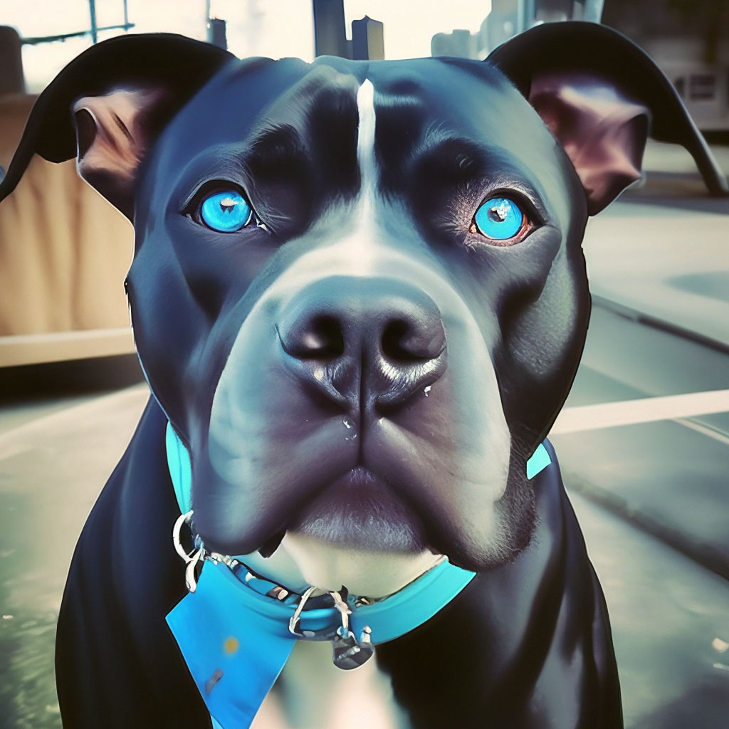 Black pit with blue fashion eyes