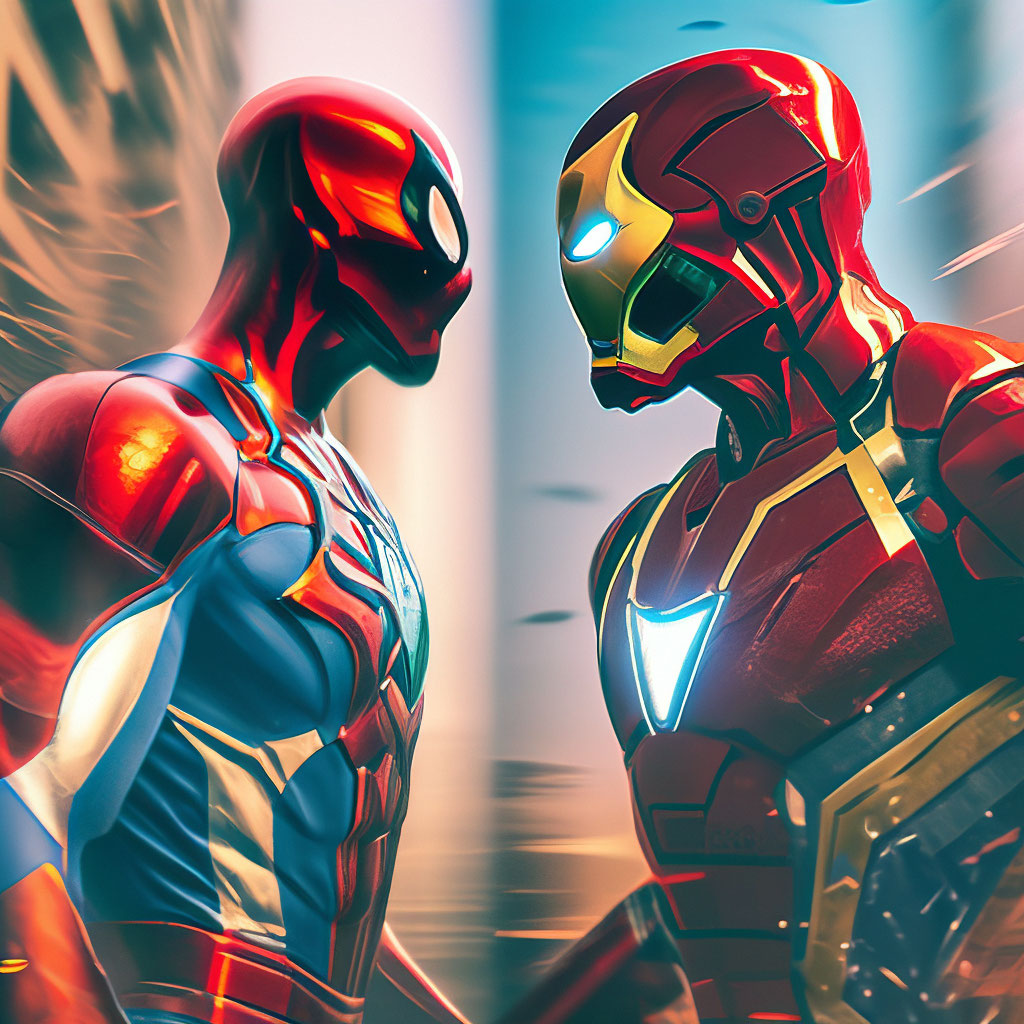 "Combination of Spider-Man+ Iron Man double exposure, 4k, high ...