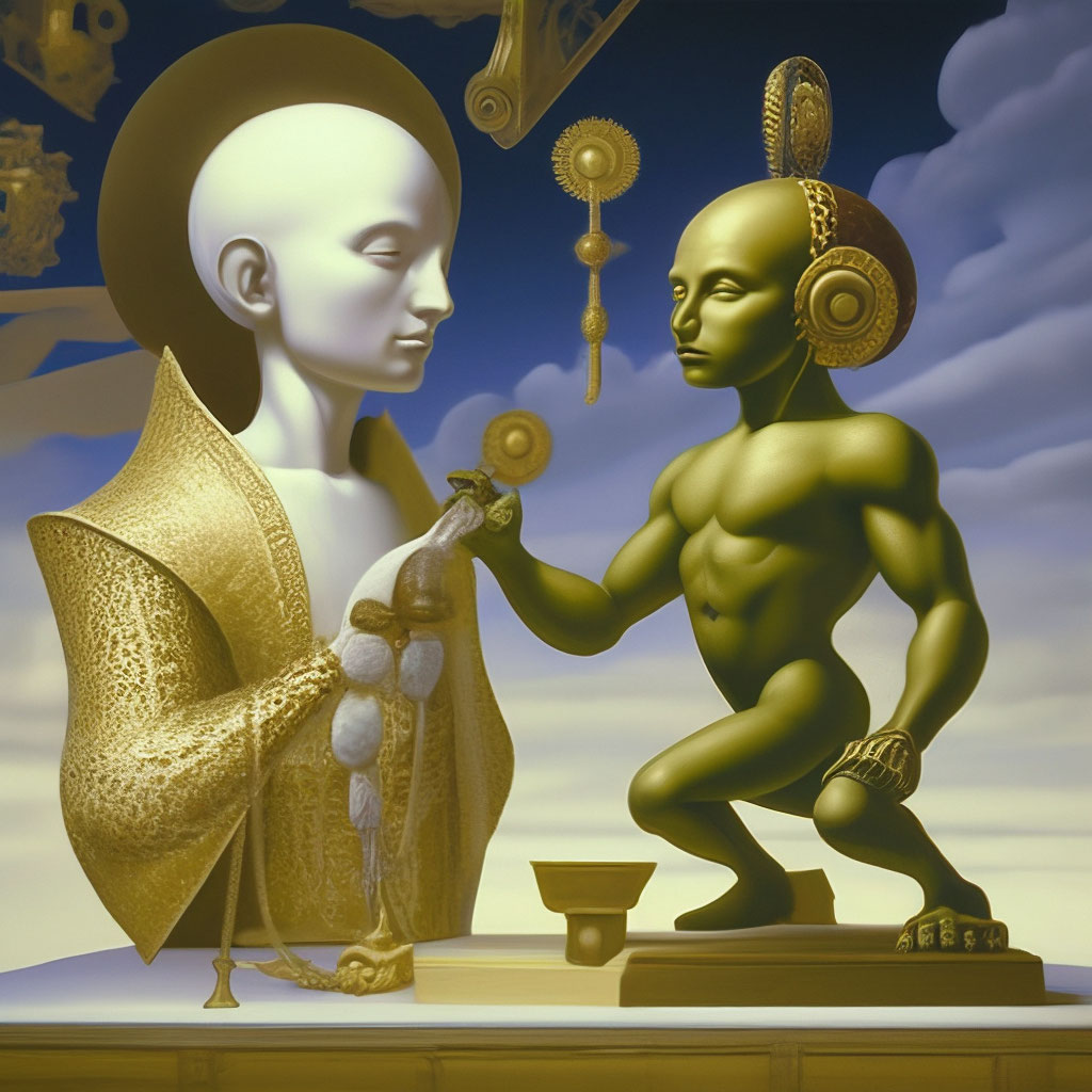 "Demiurge and his homunculus" — image created in Shedevrum