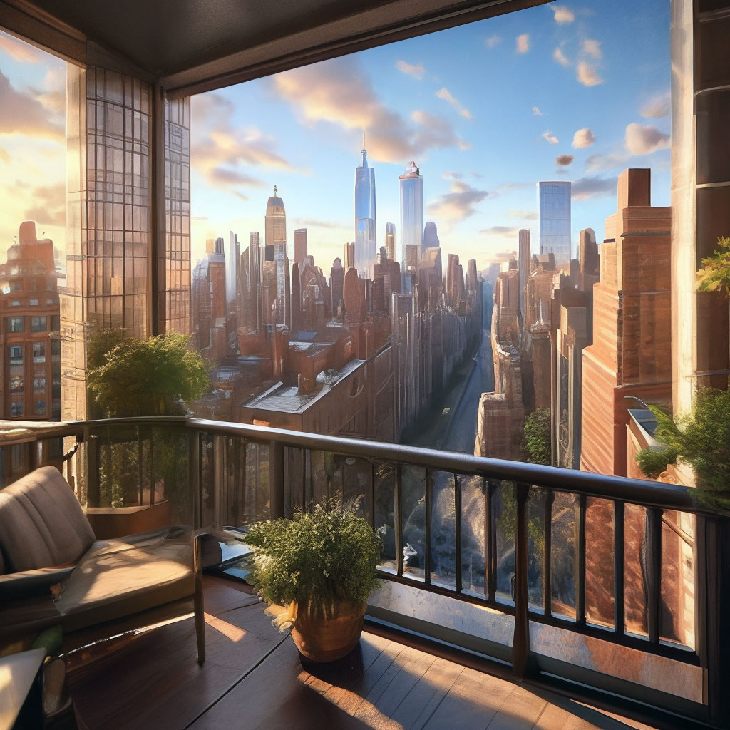 ". view from the balcony of Manhattan .realistic." — image created in ...