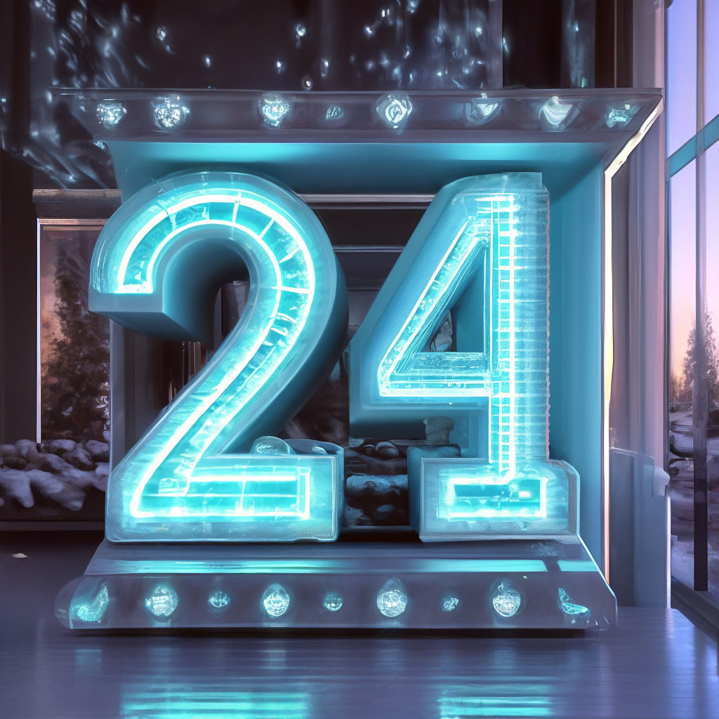 "New Year's inscription 2024 4444 icy numbers 4444" — image created in ...