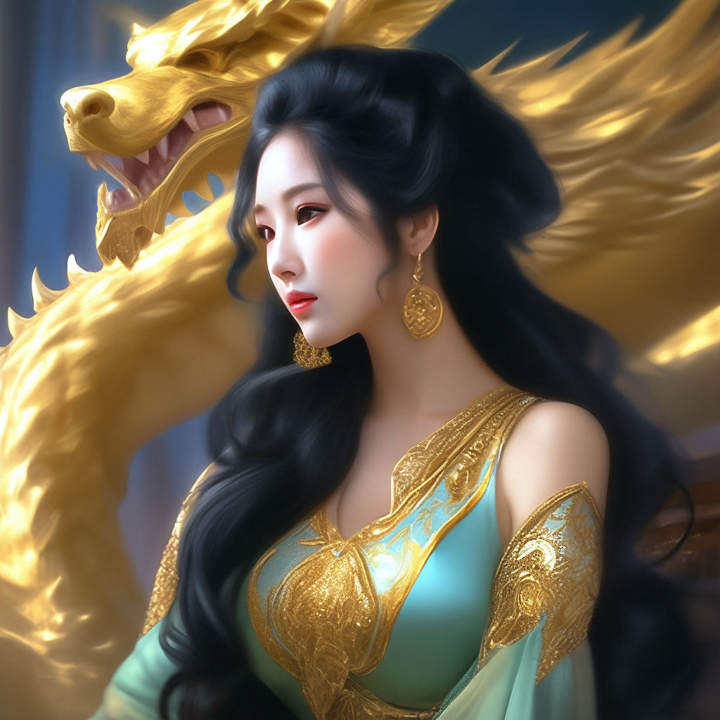 Красивая кореянка богиня золотого …» — создано в Шедевруме