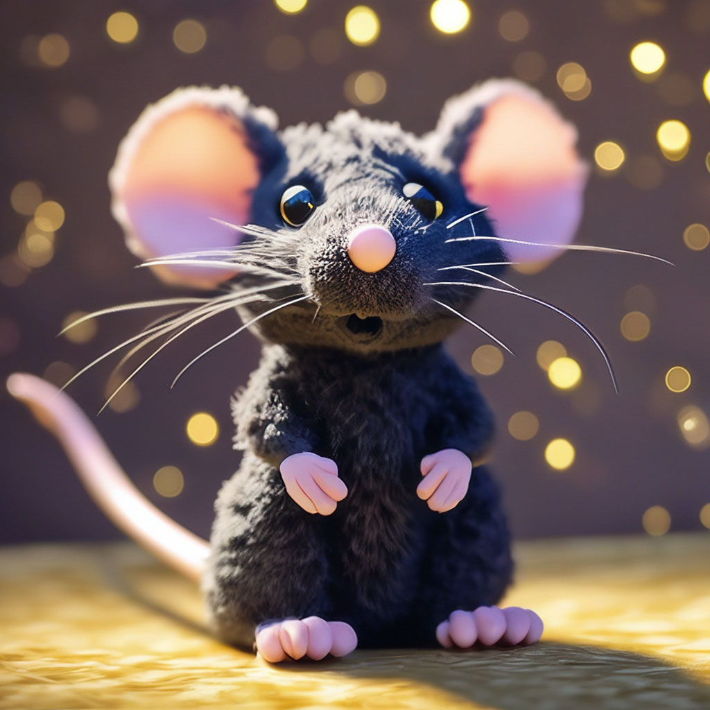 A plush rat,, +related black rat curly like a poodle, with curly hair ...