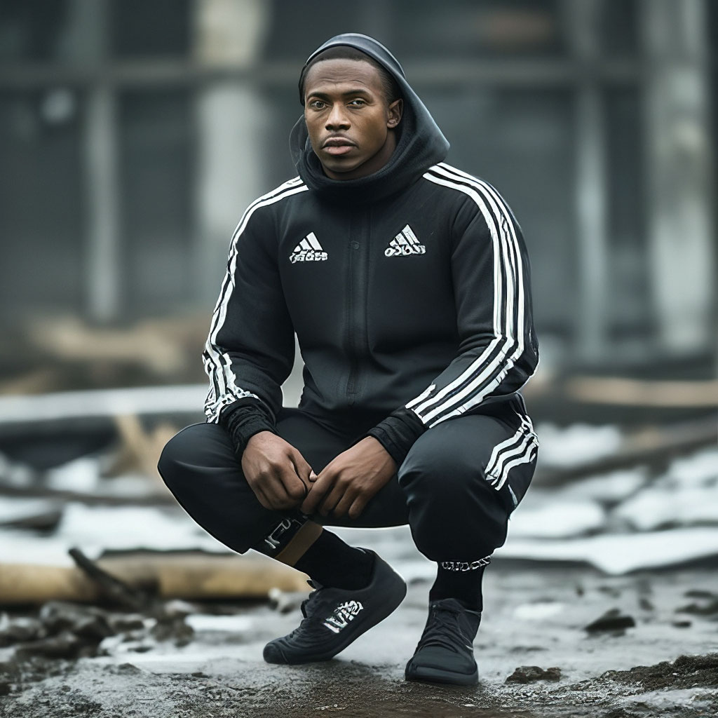 Man adidas sportik tracksuit black image created in Shedevrum