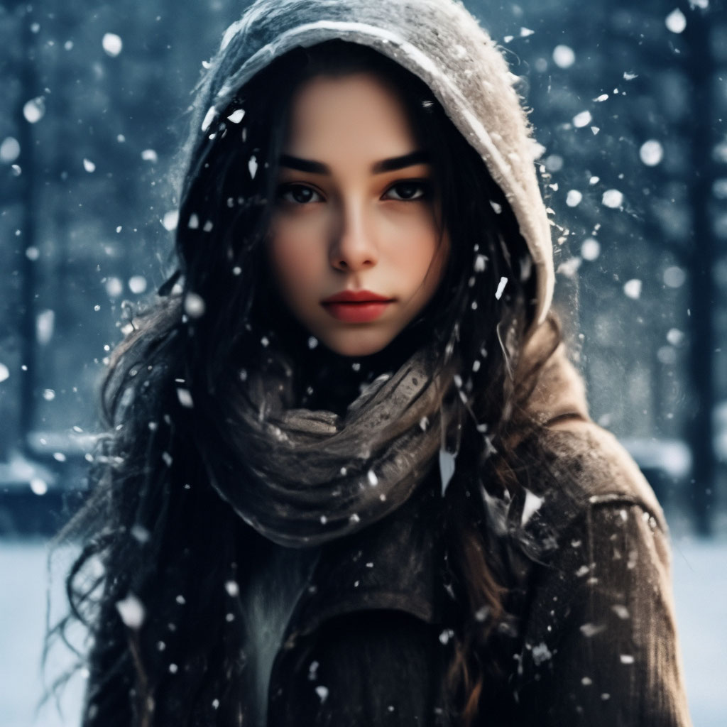 Девушка зимой (65 фото)