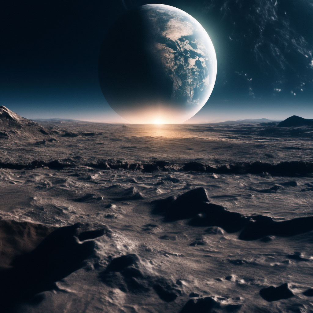 "A view of the earth from the moon? beauty" — image created in Shedevrum