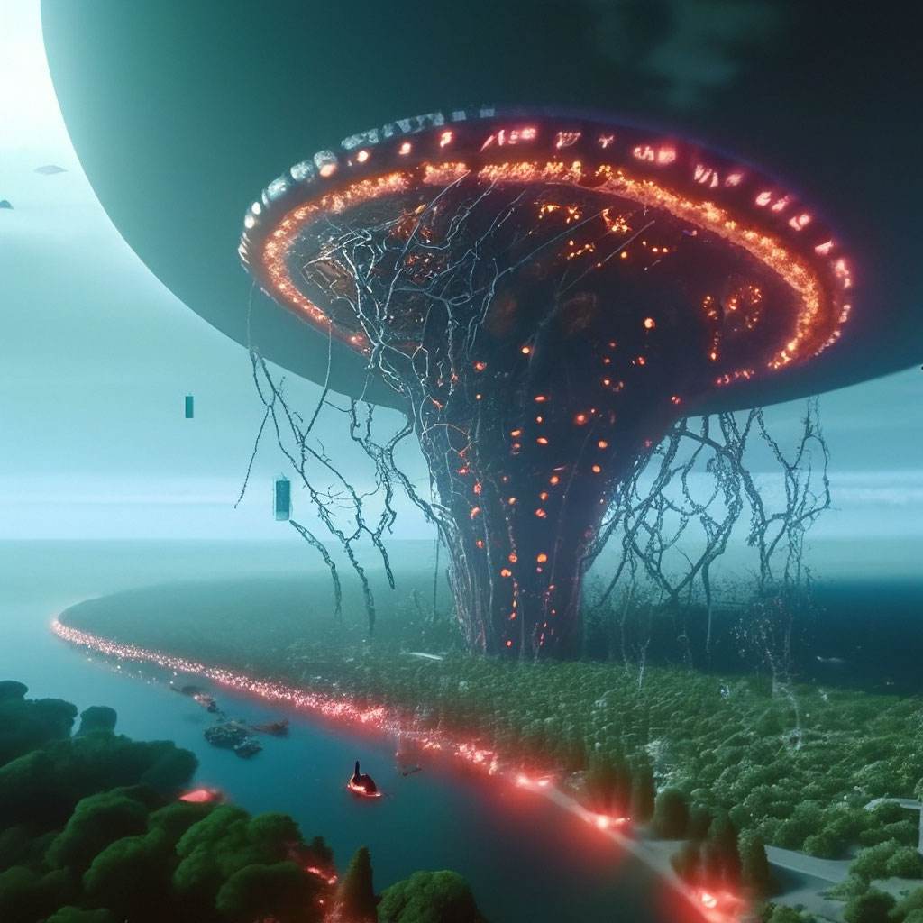 "An alien virus weaves a neural network around the Earth" — image ...