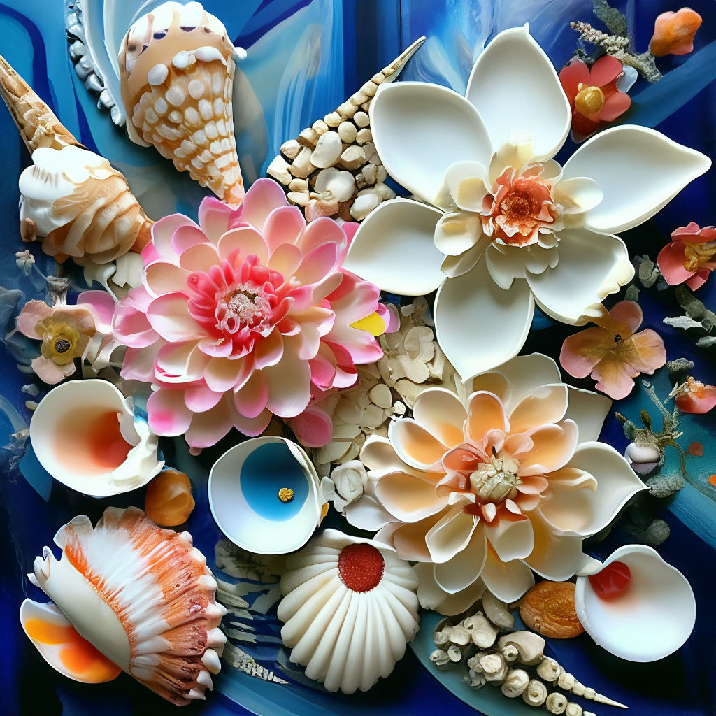 Картина декор из ракушек цветы» — создано в Шедевруме