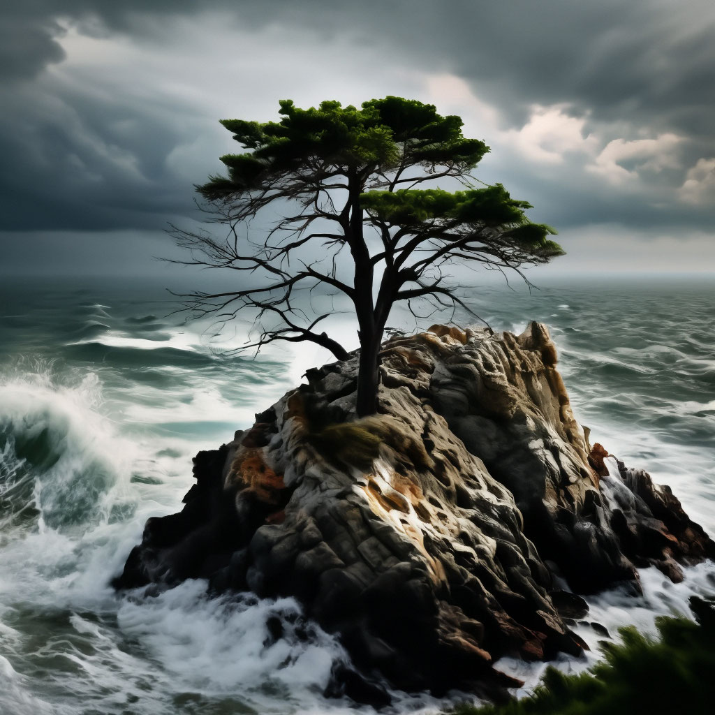 "There is a lone pine tree on the cliff It's lonely in the wild north ...