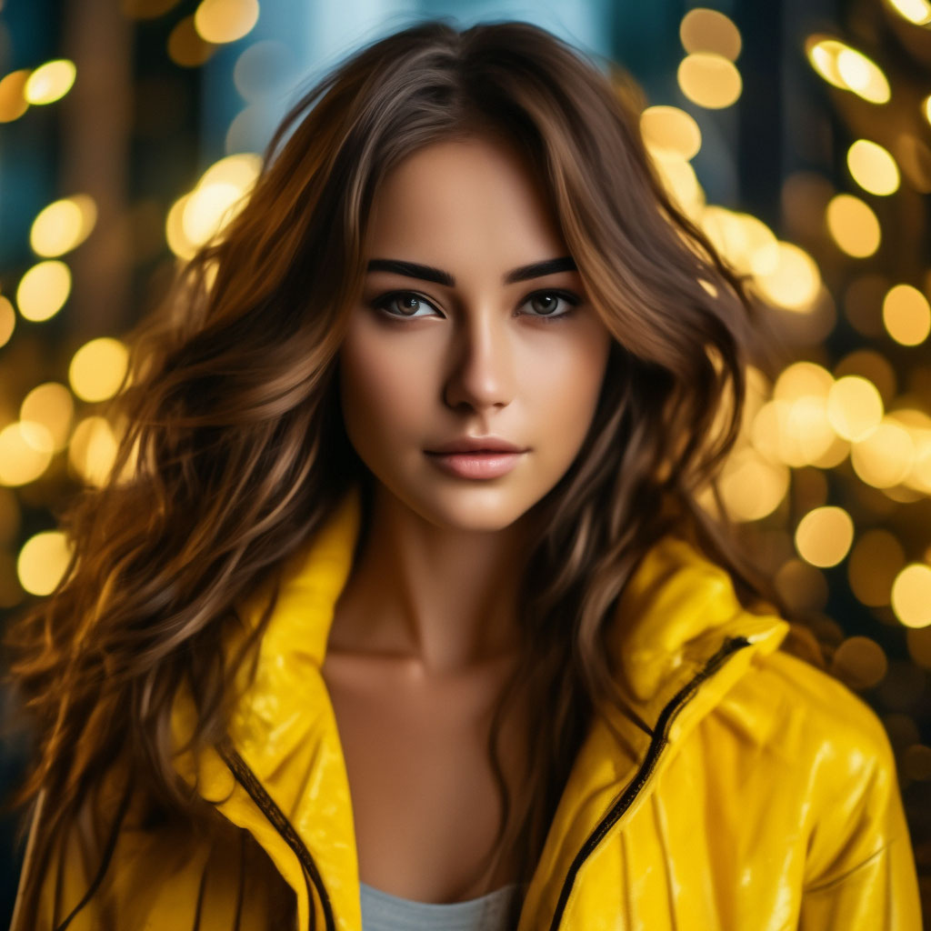 📸©️ красавица жёлтый Square, Bubble Bobble style, 5v+ A brown-haired ...