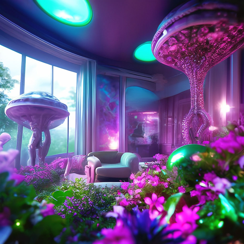 "Depict in another dimension hyper the beautiful interior of a house ...