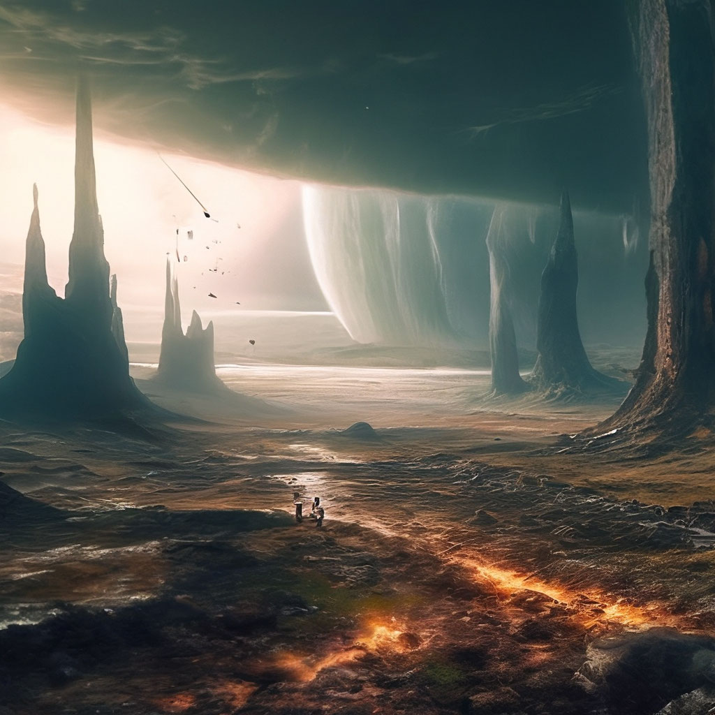 "Alien landscape" — image created in Shedevrum